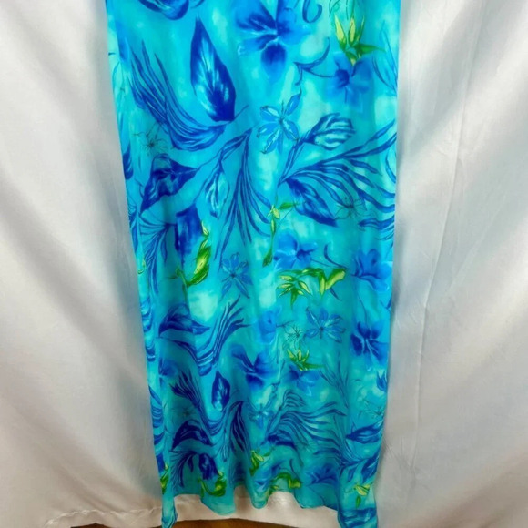NEW Vintage 90s Giorgio Fiorlini Maxi Dress Women 8 Blue Floral Beach Vacation - Picture 3 of 7